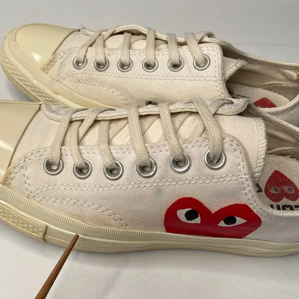 Converse x Comme des Garçons Play Chuck 70 Low Top Sneakers Sz 5.5 M 7.5 W White